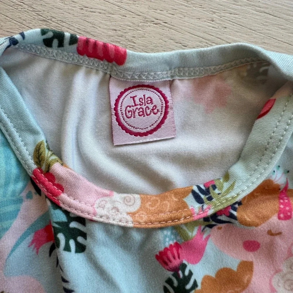 Isla Grace Baby Girls Unicorn Ruffle Bell Bottom Romper‎ Jumpsuit 6 9 Months